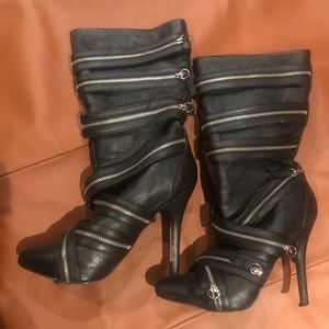Leather zipper boots